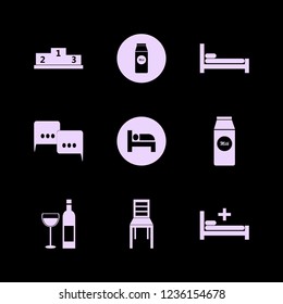 empty icon. empty vector icons set hospital bed, speech clouds, bottle glass and chair