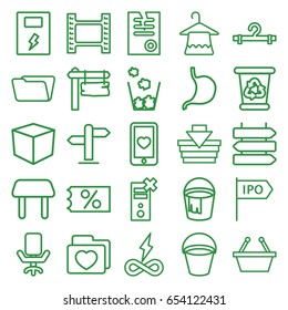 Empty icons set. set of 25 empty outline icons such as direction   isolated, bucket, table, hanger, recycle bin, folder, paper, direction board, stomach, heart mobile