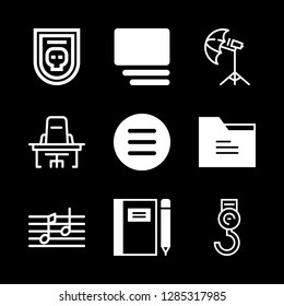 empty icons set with two music notes, badge and hook vector set