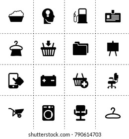 Empty icons. vector collection filled empty icons. includes symbols such as key hole in head, car battery, washer, basin, hanger, chair. use for web, mobile and ui design.