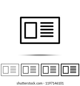 empty identification card icon in different shapes, thickness. Simple outline vector of web for UI and UX, website or mobile application
