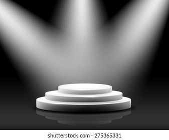 empty illuminated podium  on black
