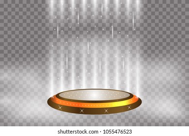 Empty Illuminated Round Podium for Award Ceremony Illustration. Vector illustration.
