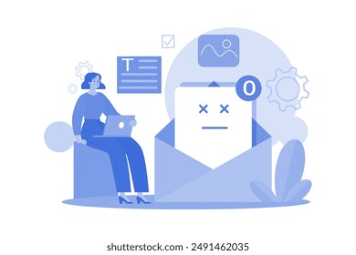 Empty Inbox Illustration concept on white background
