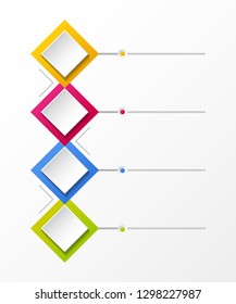 Empty infographic layout with colorful rhombus icons. Vector.