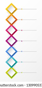 Empty infographic layout with colorful rhombus icons. Vector.
