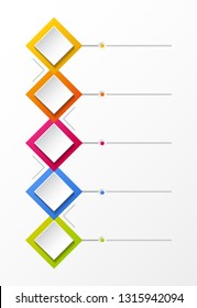 Empty infographic layout with colorful rhombus icons. Vector.