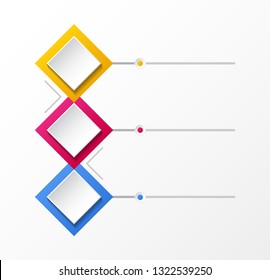 Empty infographic layout with colorful rhombus icons. Vector.