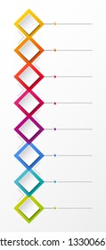 Empty infographic layout with colorful rhombus icons. Vector.