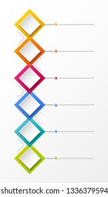 Empty infographic layout with colorful rhombus icons. Vector.