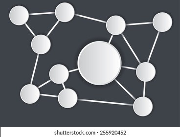 Empty infographic network with flat hollow circles