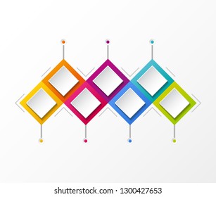 Empty infographic template with rhombus icons. Vector.