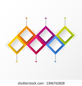 Empty infographic template with rhombus icons. Vector.