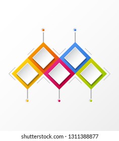 Empty infographic template with rhombus icons. Vector.