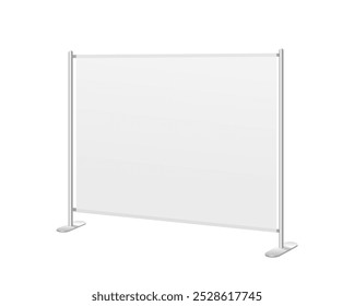 Placa de informações vazia. Mockup com suporte de publicidade exterior branco. Cabine de informações. Faixa promocional ou cartaz para apresentação do produto. Ilustração realista do vetor 3D isolado no fundo branco