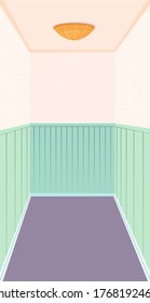 Empty interior with beige and blue walls and orange lamp. Ready for game design, web, mobile app design. 
Vector cartoon flat illustration isolated on white background.