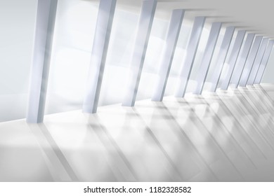 Empty interior with large window. Vector illustration.