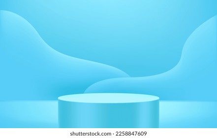 Empty interior mockup with cylinder. Template for design. Vector 3d illustration
