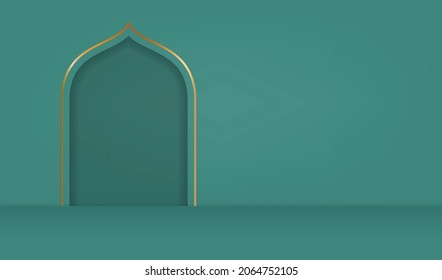 Sala de estudio de estilo islam vacía con fondo de sombra ,Plantilla para presentación de productos de lujo premium 