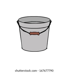 empty isolated metal gray bucket, vector illustration