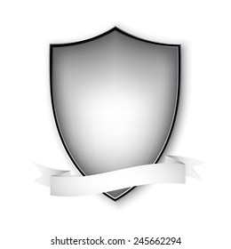 Empty isolated metal shield on white. Vector format.