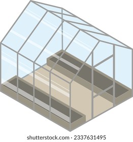 Empty isometric 3d greenhouse flat illustration