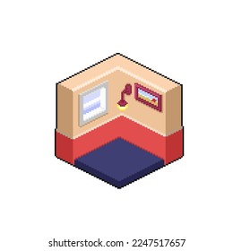 habitación isométrica vacía en estilo de arte de píxeles