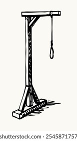 Vazio prisão vida letal árvore colar pendurado polo branco céu texto espaço. Tinta preta escura caneta mão desenhada linha sem esperança homem infeliz pescoço cruel stress medo jogo contorno logotipo ícone retro estilo conceito