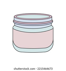 Empty jar of face cream or mask, conditioner or gel. Colored simple icon. Cosmetic product, face care