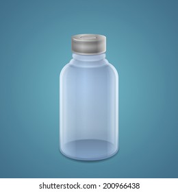 empty jar for injection on blue background