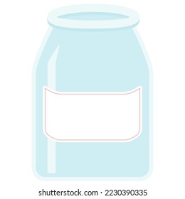 An empty jar with a label is shown on a white background, in vector.