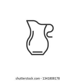 Empty Jug line icon. linear style sign for mobile concept and web design. Water pitcher outline vector icon. Kitchen utensil symbol, logo illustration. Pixel perfect vector graphics