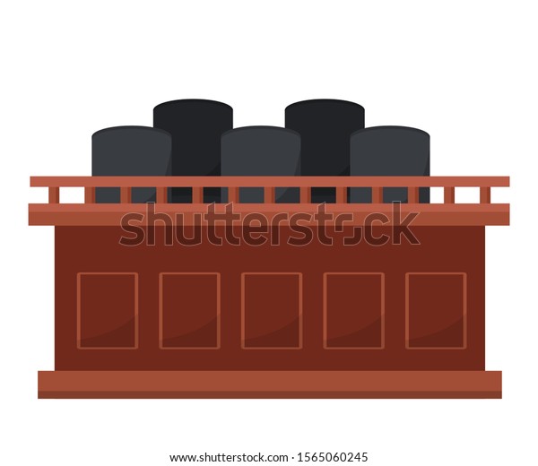 Empty jury box flat vector illustration. Tribune,\
juror seats with no people front view. Courthouse room, courtroom\
interior attribute. Civil hearing, court trial, judicial system,\
justice symbol