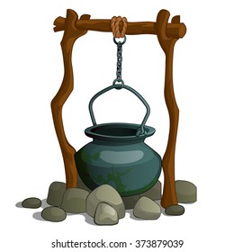 An empty kettle hangs. Vector.