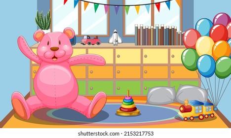 Empty Kindergarten Classroom Interior With Many Kid Toys Illustration