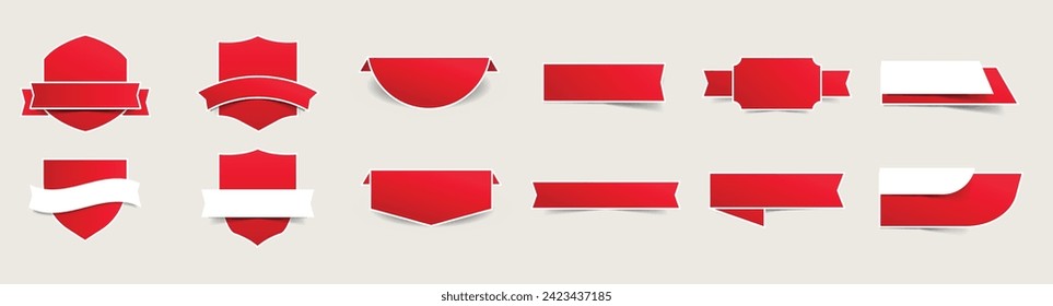 Empty Label Collection Red gradient tag banner label ribbon vector price bookmark notes background discount. Exclusive, Pre-order red tag sticker label.