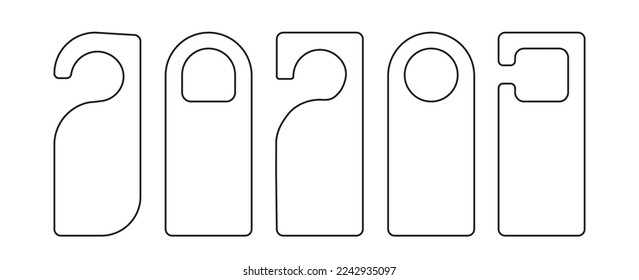  Empty label Hotel room door hanger. Do not disturb label. Isolated on white background. Vector illustration