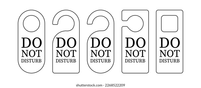  Empty label Hotel room door hanger. Do not disturb label. Isolated on white background. Vector illustration