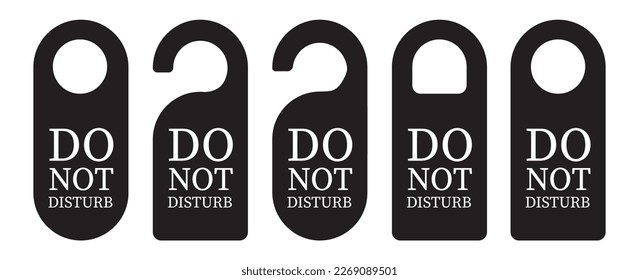  Etiqueta vacía Percha de la puerta de la habitación del hotel. No perturbe la etiqueta. Aislado sobre fondo blanco. Ilustración del vector