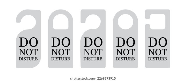  Empty label Hotel room door hanger. Do not disturb label. Isolated on white background. Vector illustration