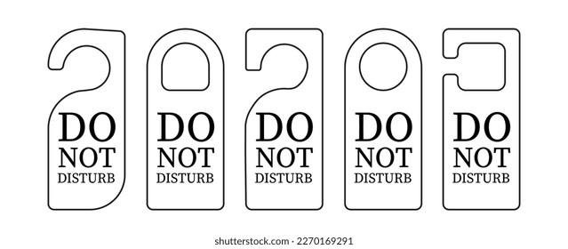  Empty label Hotel room door hanger. Do not disturb label. Isolated on white background. Vector illustration