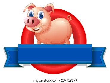 An empty label with a pig on a white background