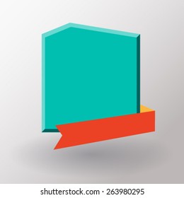 Empty label with ribbon. Flat design.