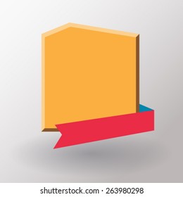 Empty label with ribbon. Flat design.