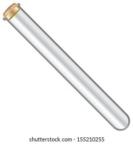 Empty laboratory test tube with a stopper. Vector illustration.