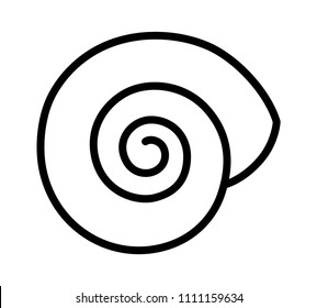 Empty land snail shell or gastropod shell line art vector icon for wildlife apps and websites