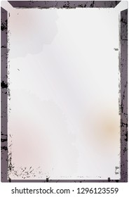 Empty large format vintage glass negative or picture frame,free copy space, grunge style