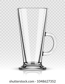 Empty latte glass isolated on transparent background