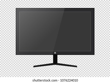 Empty LCD screen, plasma displays or TV for your monitor design.computer or black photo frame, isolated on a transparent background.Vector illustration.