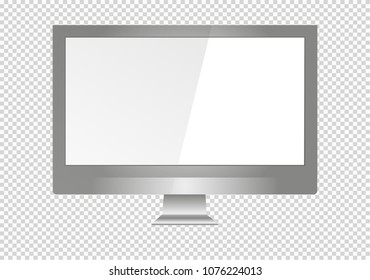 Empty LCD screen, plasma displays or TV for your monitor design.computer or black photo frame, isolated on a transparent background.Vector illustration.